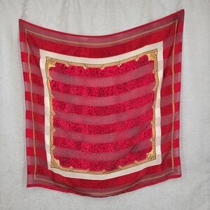 Accessory Street Vintage Silk Red and Gold Patterned Leopard Animal Square Scarf